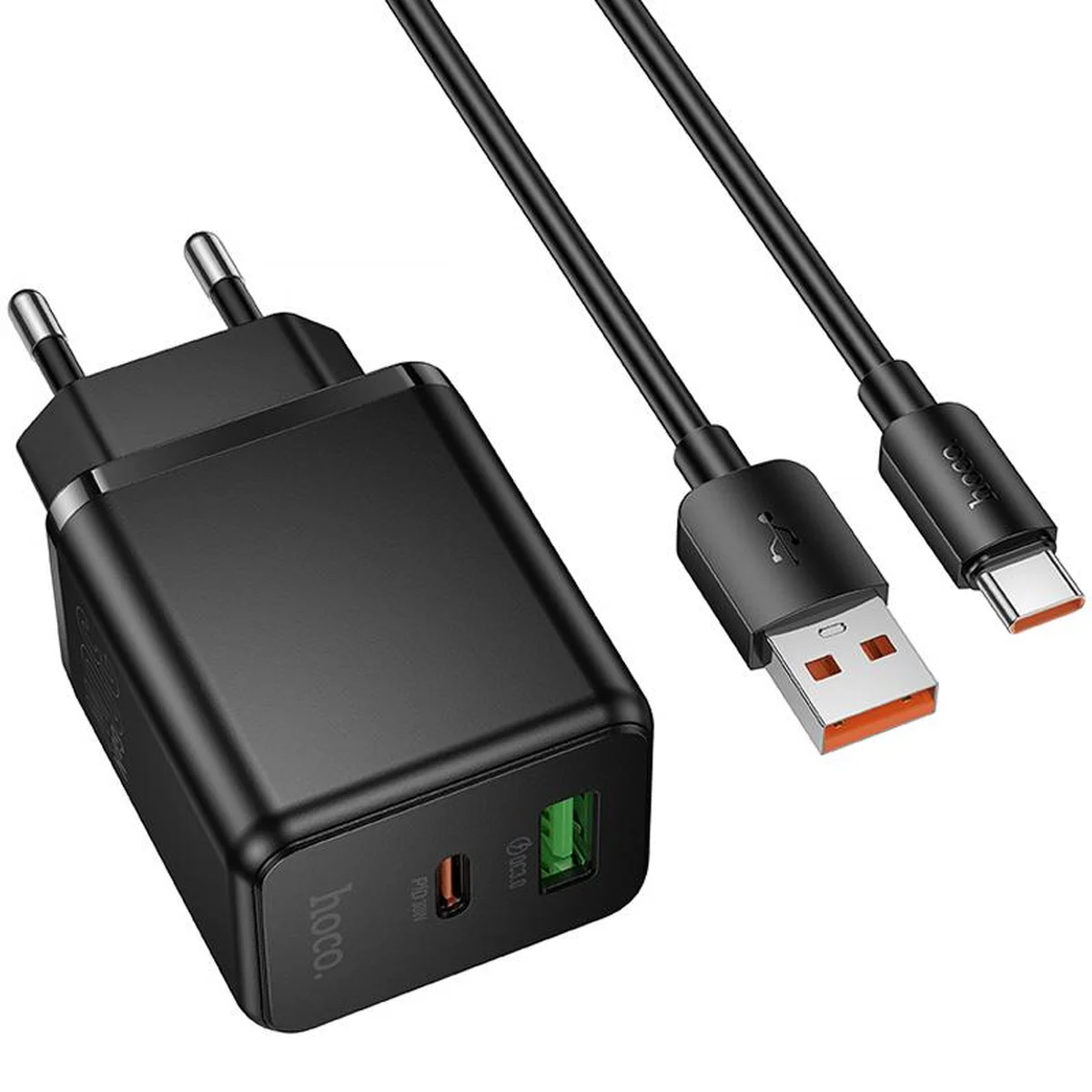 СЗУ Hoco C157A Smart PD30W+QC3.0 (1USB-A/1C) + кабель USB to Type-C Black