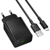 СЗУ Borofone BAS72A Source QC3.0 (1USB-A) + кабель USB to MicroUSB Black