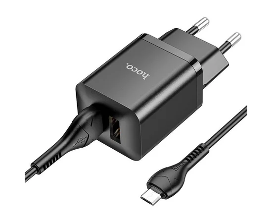 СЗУ Hoco N25 Maker (2USB-A) + USB to MicroUSB Black
