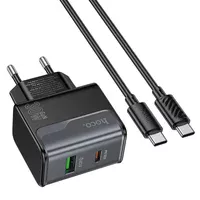 СЗУ Hoco CS73A Star Speed PD30W+QC3.0 (1USB-A/1C) + кабель Type-C to Type-C Midnight Black