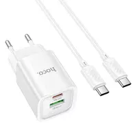 СЗУ Hoco C149A Charm PD30W+QC3.0 (1USB-A/1C) + кабель Type-C to Type-C White