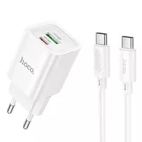 СЗУ Hoco C149A Charm PD30W+QC3.0 (1USB-A/1C) + кабель Type-C to Type-C White