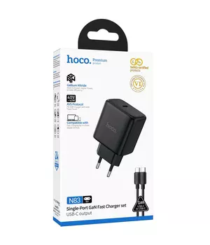 СЗУ Hoco N83 Profit PD40W (1USB-C) + кабель Type-C to Type-C Black