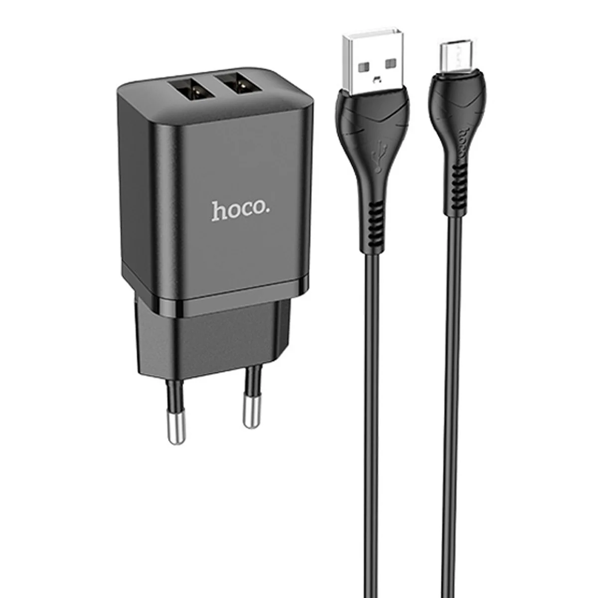 СЗУ Hoco N25 Maker (2USB-A) + USB to MicroUSB Black