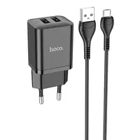 СЗУ Hoco N25 Maker (2USB-A) + USB to MicroUSB Black