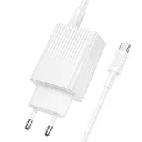 СЗУ Borofone BAS76A Source PD30W+QC3.0 (1USB-A/1C) + кабель Type-C to Type-C White