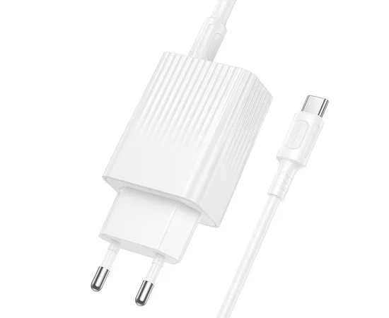 СЗУ Borofone BAS76A Source PD30W+QC3.0 (1USB-A/1C) + кабель Type-C to Type-C White