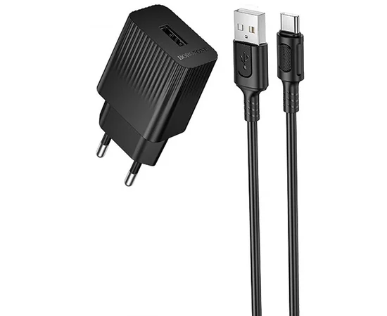 СЗУ Borofone BAS71A Source 10.5W (1USB-A) + кабель USB to Type-C Black