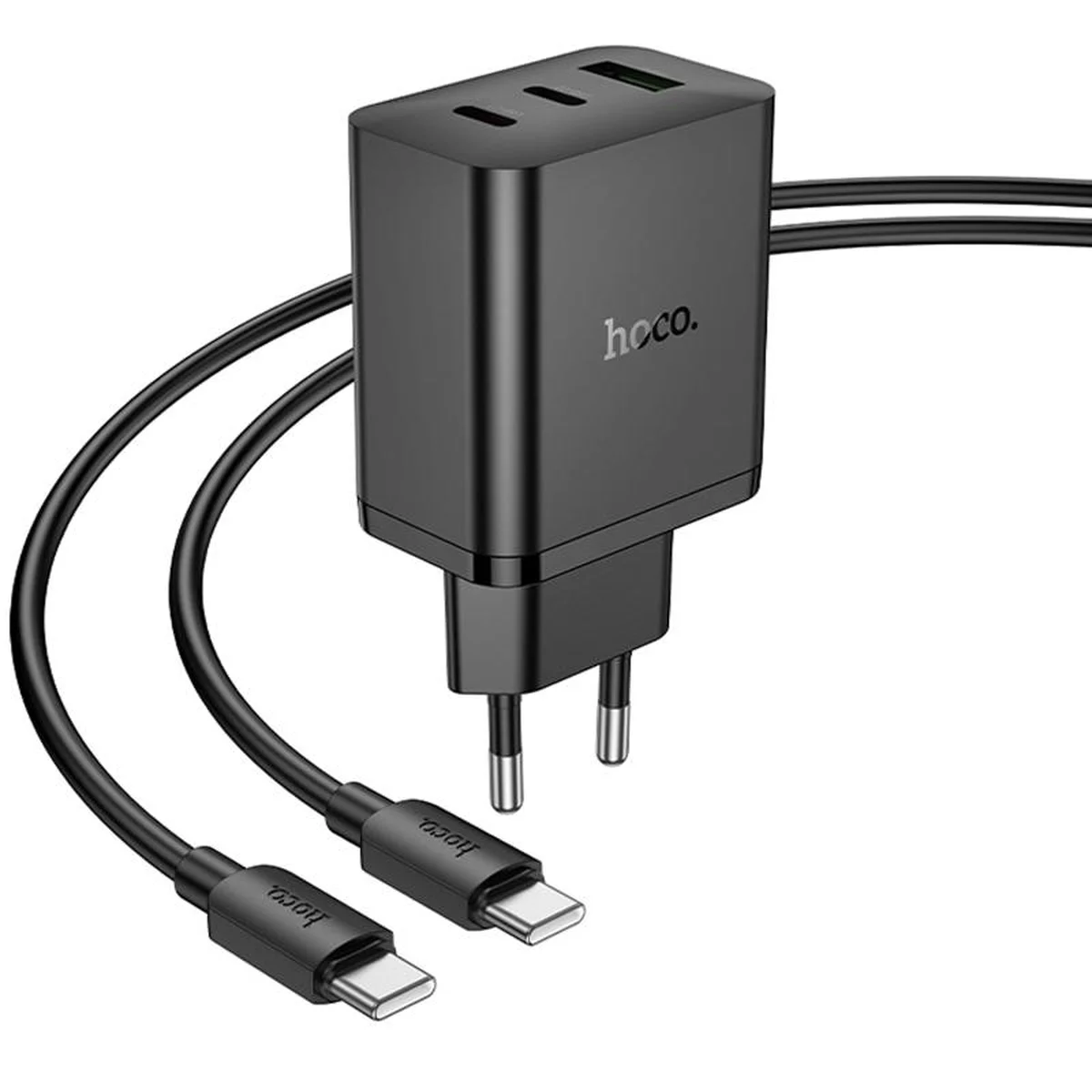 СЗУ Hoco N50 Scenery PD45W (1USB-A/2C) + кабель Type-C to Type-C Black