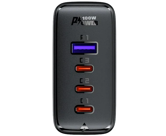 СЗУ Acefast A37 PD100W+QC3.0 GaN (1USB-A/3C) + кабель Type-C to Type-C 2m Black