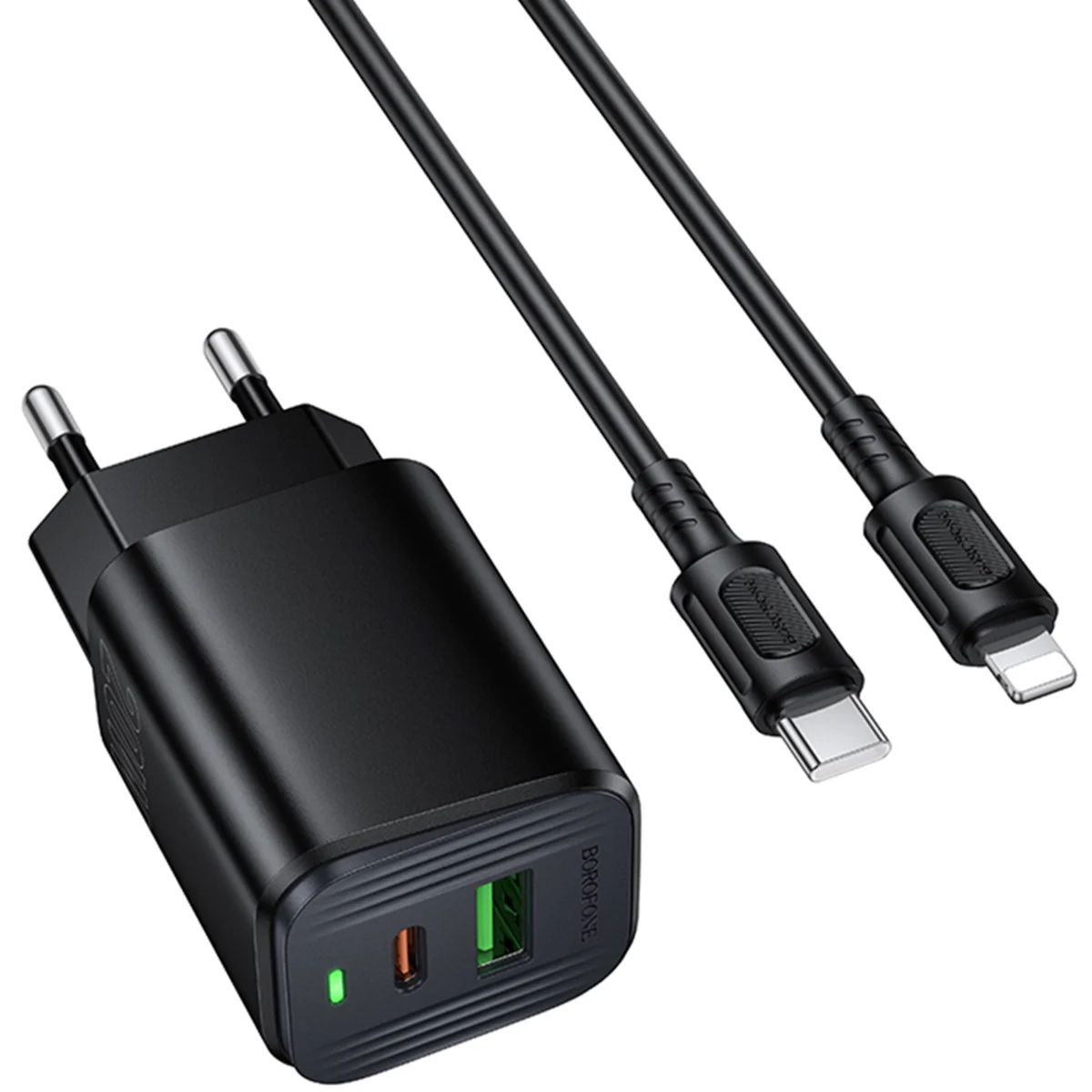 СЗУ Borofone BAS83A Star PD20W+QC3.0 (1USB-A/1C) + кабель Type-C to Lightning Black
