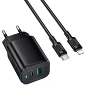 СЗУ Borofone BAS83A Star PD20W+QC3.0 (1USB-A/1C) + кабель Type-C to Lightning Black