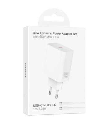 СЗУ Hoco C162A Source PD40W (1USB-C) + кабель Type-C to Type-C White