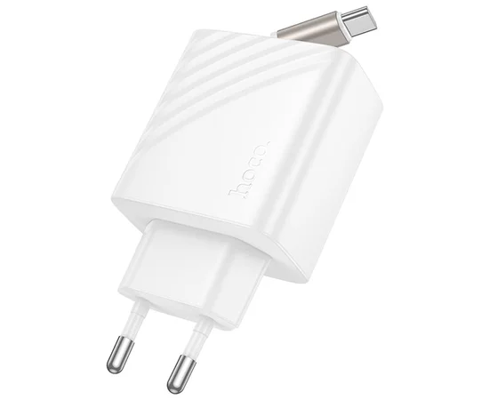 СЗУ Hoco N57 Full PD20W with retractable cable Type-C (2USB-C) White