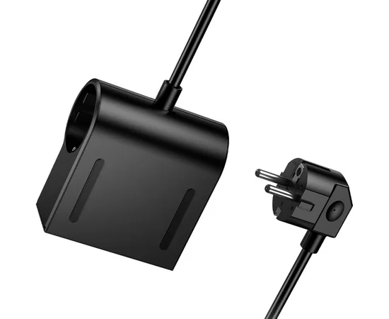 СЗУ Hoco AC34 Win 2 position 70W QC+PD (1USB-A/3C/1Socket) (1.5m) Black