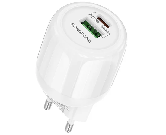 СЗУ Borofone BA93A Lustrous PD20W+QC3.0 (1USB-A/1C) White
