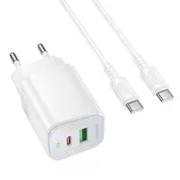 СЗУ Borofone BAS83A Star PD20W+QC3.0 (1USB-A/1C) + кабель Type-C to Type-C White