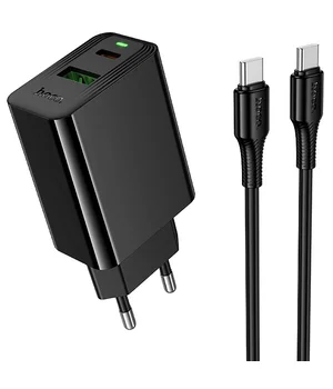 СЗУ Hoco CS94A Leader PD20W+QC3.0 (1USB-A/1C) + кабель Type-C to Type-C Black