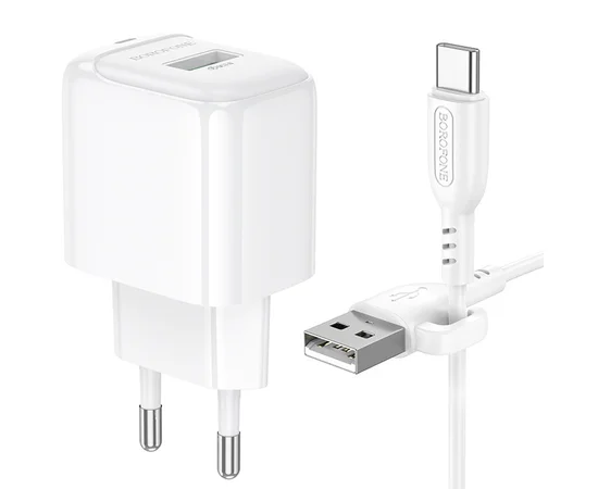 СЗУ Borofone BAS42A Potential QC3.0 (1USB-A) + Type-C White