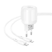 СЗУ Borofone BA94A Lustrous PD30W+QC3.0 (1USB-A/1C) + кабель Type-C to Lightning White