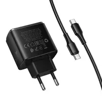 СЗУ Hoco C159A Upgrade PD65W (1USB-C) + кабель Type-C to Type-C Black