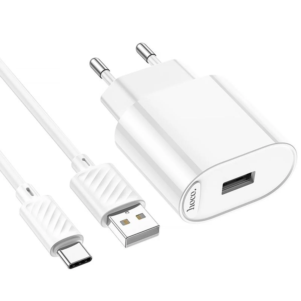 СЗУ Hoco C109A Fighter 10.5W (1USB-A) + кабель USB to Type-C White