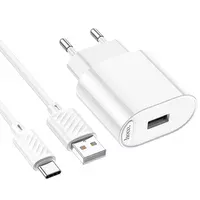 СЗУ Hoco C109A Fighter 10.5W (1USB-A) + кабель USB для Type-C White