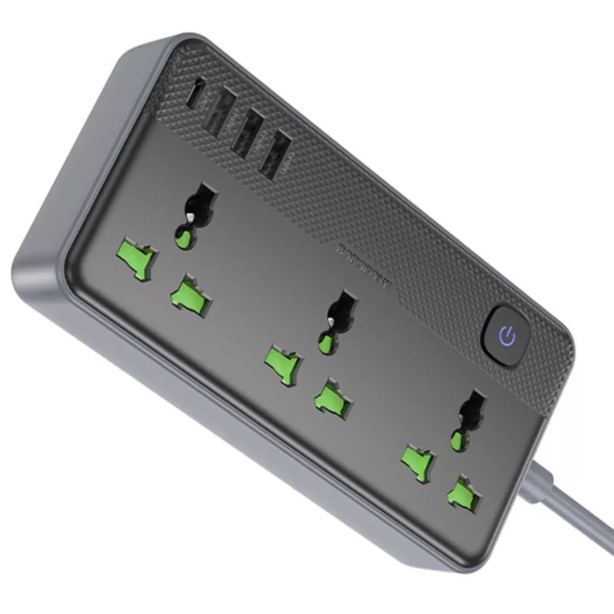 Удлинитель Borofone BAC2 Leya (3USB-A/1C/3xSocket) (1.5m) Black