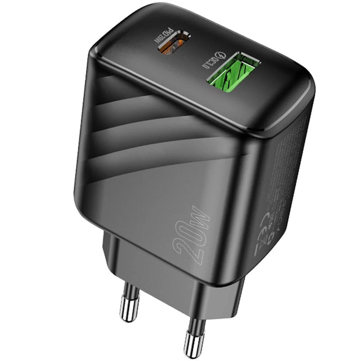 СЗУ Hoco CS25A Rico PD20W+QC3.0 (1USB-A/1C) Black