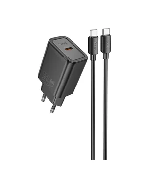 СЗУ Hoco N60 Gentle PD20W (1USB-C) + кабель Type-C to Type-C Black