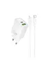 СЗУ Hoco N63 Gentle PD30W+QC3.0 (1USB-A/1C) + кабель Type-C to Lightning White
