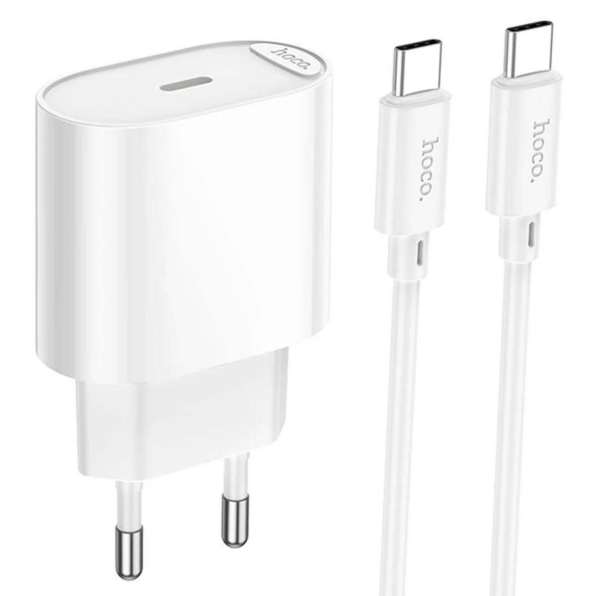 СЗУ Hoco C109A Fighter PD20W (1USB-C) + кабель Type-C to Type-C White
