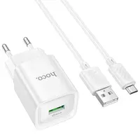 СЗУ Hoco C145A Charm QC3.0 18W (1USB-A) + кабель USB to MicroUSB White