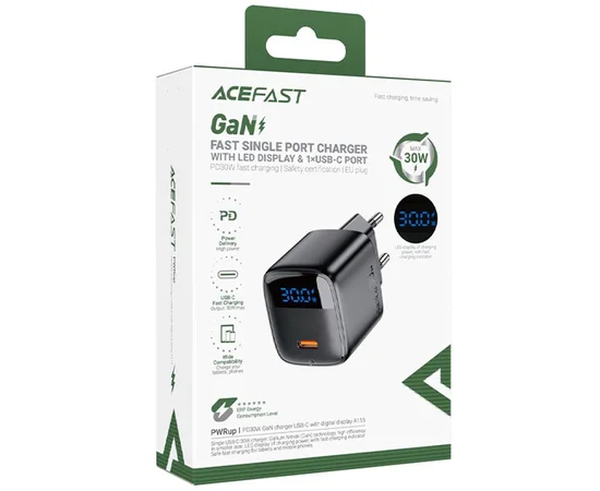 СЗУ Acefast A113 PD20W GaN (1USB-C) + кабель Type-C to Type-C Black