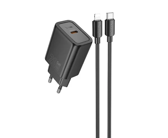 СЗУ Hoco N60 Gentle PD20W (1USB-C) + кабель Type-C to Lightning Black