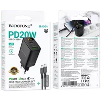 СЗУ Borofone BA96A Ilustre with digital display PD20W+QC3.0 (1USB-A/1C) + кабель Type-C to Type-C Black