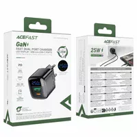 СЗУ Acefast A114 PD25W GaN (1USB-A/1C) Black