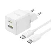 СЗУ Baseus Palm Fast Charger 30W (1USB-A/1C) + кабель Type-C to Type-C (P1011160A) Moon White