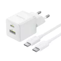 СЗУ Baseus Palm Fast Charger 30W (1USB-A/1C) + кабель Type-C to Type-C (P1011160A) Moon White