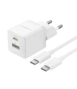 СЗУ Baseus Palm Fast Charger 30W (1USB-A/1C) + кабель Type-C to Type-C (P1011160A) Moon White