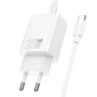 СЗУ Hoco N60 Gentle PD20W (1USB-C) + кабель Type-C to Type-C White