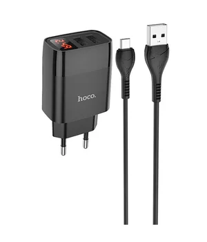 СЗУ Hoco C86A Balance 2.4A (2USB-A) + кабель USB to MicroUSB Черный