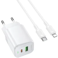СЗУ Borofone BAS83A Star PD20W+QC3.0 (1USB-A/1C) + кабель Type-C to Lightning White