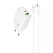 СЗУ Hoco N61 Gentle PD20W+QC3.0 (1USB-A/1C) + кабель Type-C to Type-C White