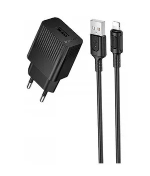 СЗУ Borofone BAS71A Source 10.5W (1USB-A) + кабель USB to Lightning Black