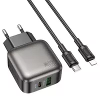 СЗУ Borofone BAS54A Absolute PD20W+QC3.0 (1USB-A/1C) + Type-C to Lightning Black