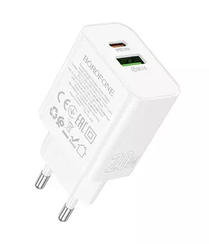 СЗУ Borofone BA88A Navy PD20W+QC3.0 (1USB-A/1C) White