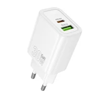 СЗУ Hoco N63 Gentle PD30W+QC3.0 (1USB-A/1C) + кабель Type-C to Lightning White