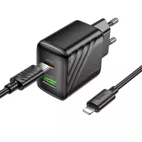 СЗУ Hoco CS25A Rico PD20W+QC3.0 (1USB-A/1C) + кабель Type-C to Lightning Black
