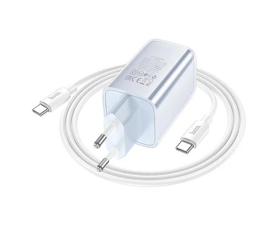 СЗУ Hoco N48 Glorious PD65W (1USB-C) + кабель Type-C to Type-C Blue